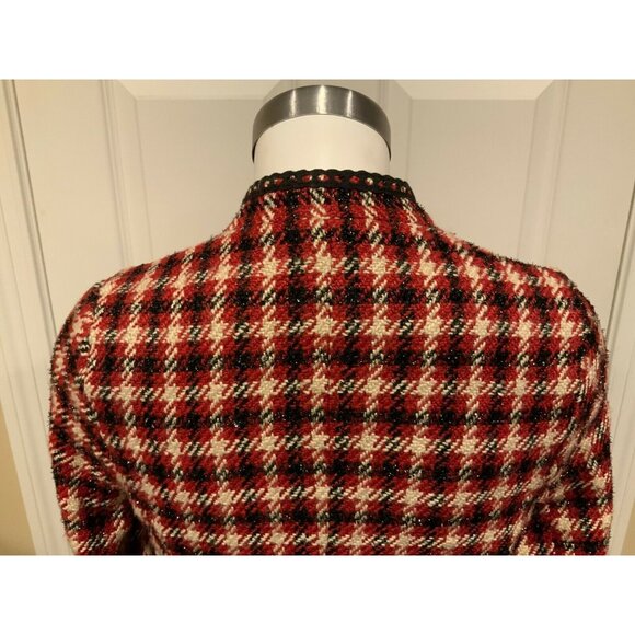 Aryn K Red, Cream & Black Herringbone Boucle Blazer, Size Medium, NWT! - Picture 8 of 10